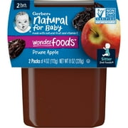 Gerber 2nd Foods Natural for Baby WonderFoods Baby Food, Prune Apple, 4 oz Tubs (2 Pack)
