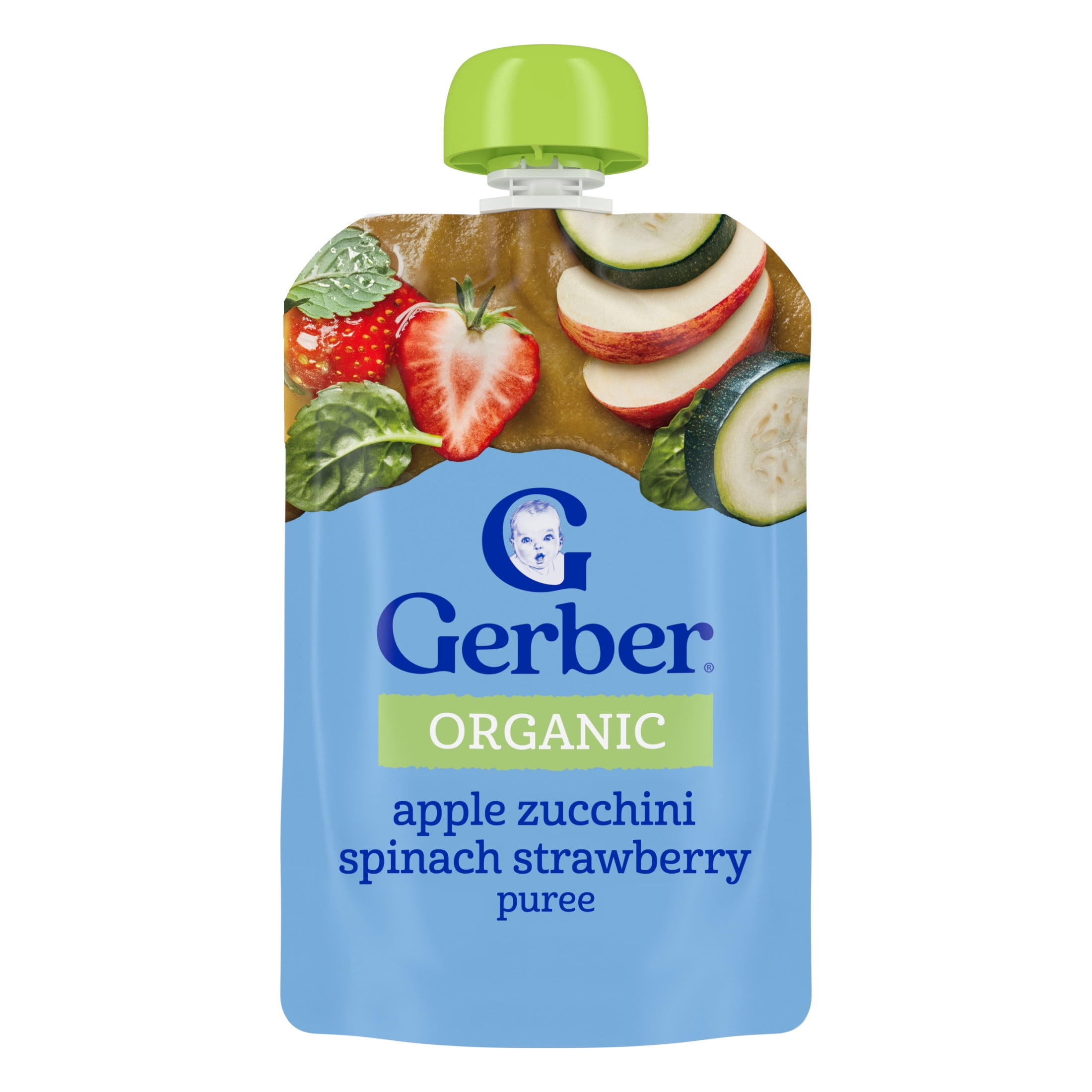 Gerber 2nd Foods, Organic Apple Zucchini Spinach Strawberry, 3.5 oz Pouch