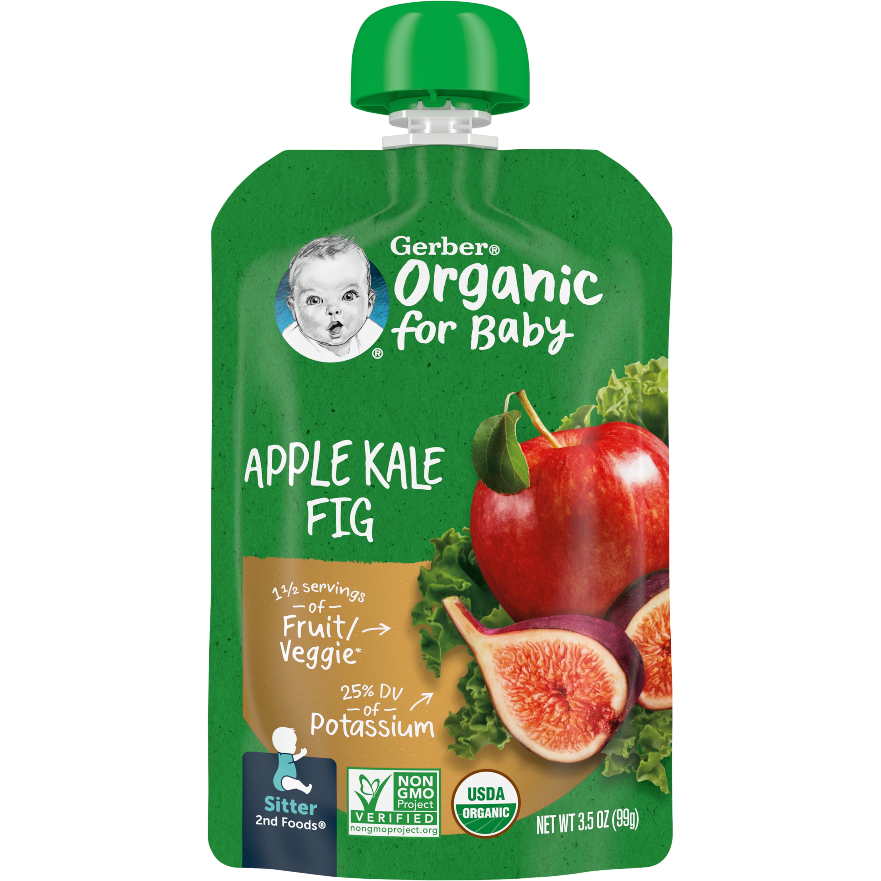 Gerber 2nd Foods Organic for Baby Baby Food, Apple Kale Fig, 3.5 oz