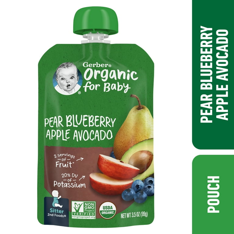 Gerber Stage 2 Baby Food Pear Blueberry Apple Avocado 3.5 oz Pouch Walmart
