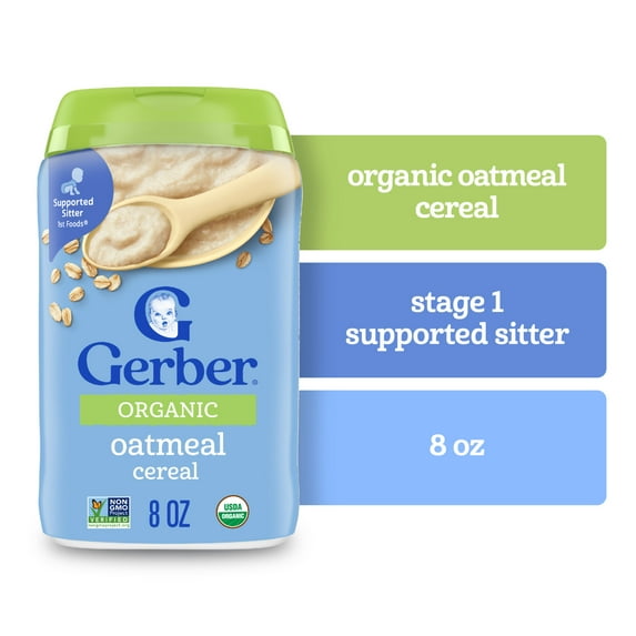 Gerber 2nd Foods Organic for Baby Grain & Grow Baby Cereal, Oatmeal, 8 oz Canister
