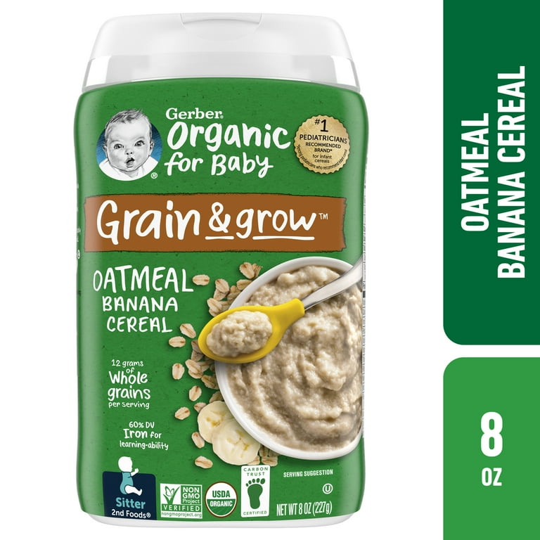 Gerber 2nd Foods Organic for Baby Grain Grow Oatmeal Baby Cereal Banana 8 oz Canister Walmart