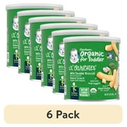(6 pack) Gerber 2nd Foods Organic for Toddler, Lil' Crunchies, White Cheddar Broccoli, 1.59 oz Canister