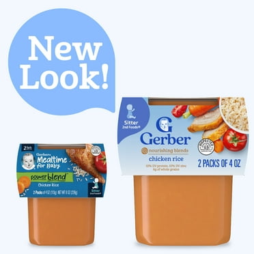 Gerber 2nd Foods PowerBlend Baby Food Chicken and Rice, 4 oz Tubs (2 Pack)