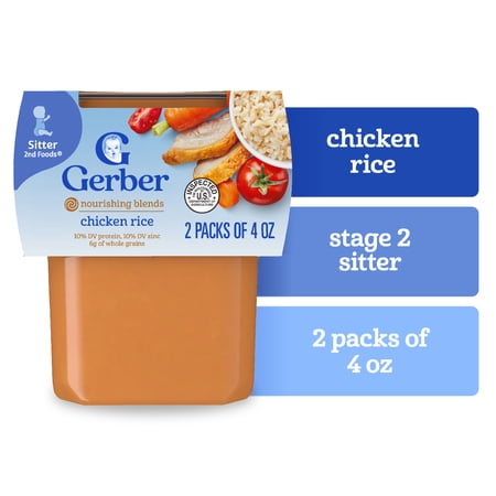 Gerber 2nd Foods PowerBlend Baby Food Chicken and Rice, 4 oz Tubs (2 Pack)
