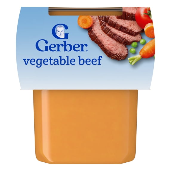 Gerber 2nd Foods PowerBlend Baby Food Vegetable Beef, 4 oz Tubs (2 Pack)