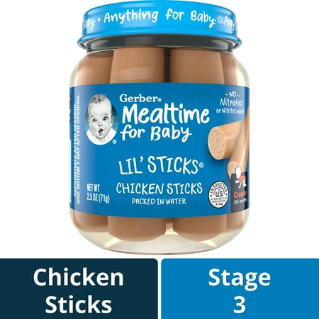 Gerber 3rd Foods Mealtime for Baby Lil' Sticks, Chicken, 2.5 oz Jar