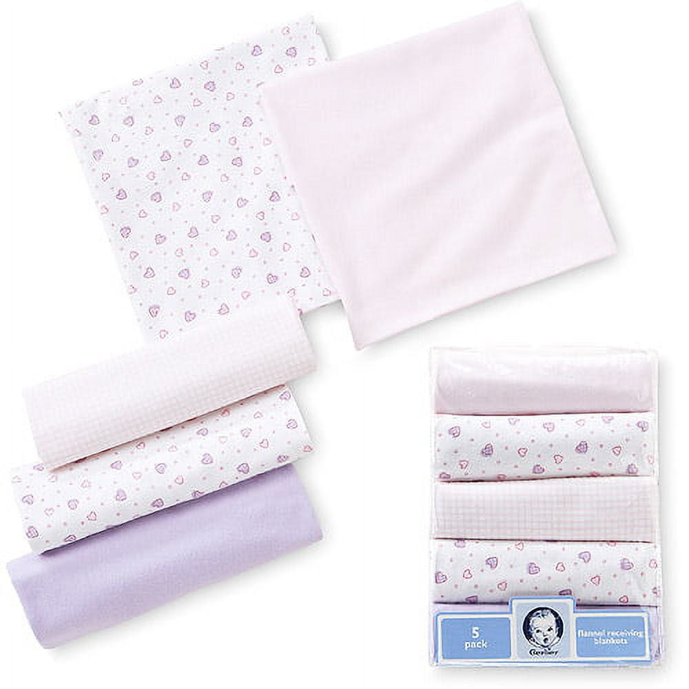 Gerber 5Pack Flannel Blankets, Pink