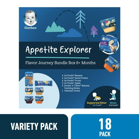 Gerber Stage 2 Baby Food, Variety Pack, Pack of 18