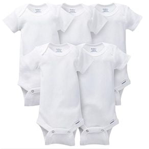 Gerber Baby 5-pack Solid Onesies Bodysuits, White, Preemie