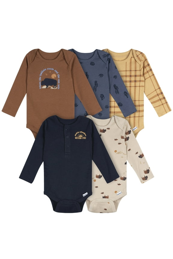 Baby Boy 5Pk Long Sleeve Onesies 0/3 Months - 12 Months