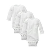 Gerber Baby Boy, Baby Girl, & Unisex Long Sleeve White Onesies Bodysuits, 3-Pack, Sizes Preemie-24M