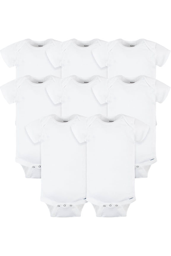 Baby Boy, Baby Girl, & Unisex White Short Sleeve Onesies Bodysuits, 8-Pack, Preemie-24 Months