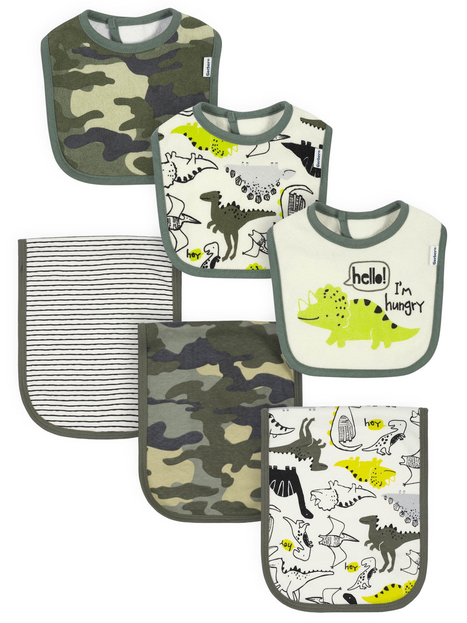 Gerber Baby Boy Bibs & Burp Cloth Bundle, 6Piece