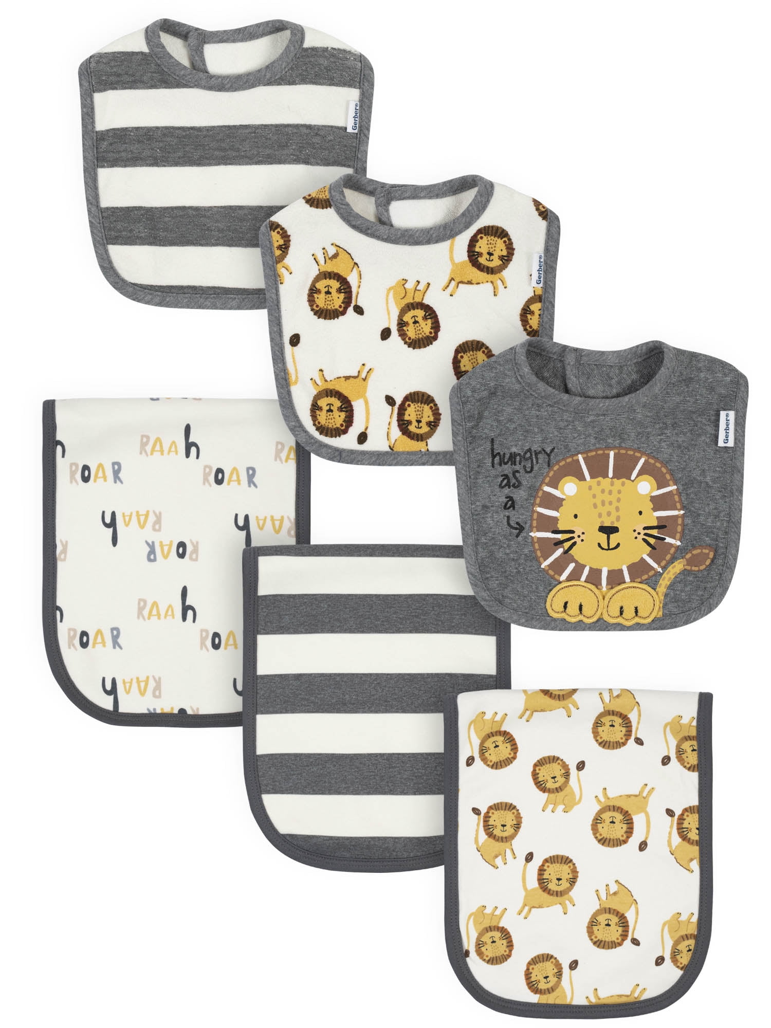 Gerber Baby Boy Bibs & Burp Cloth Bundle, 6Piece