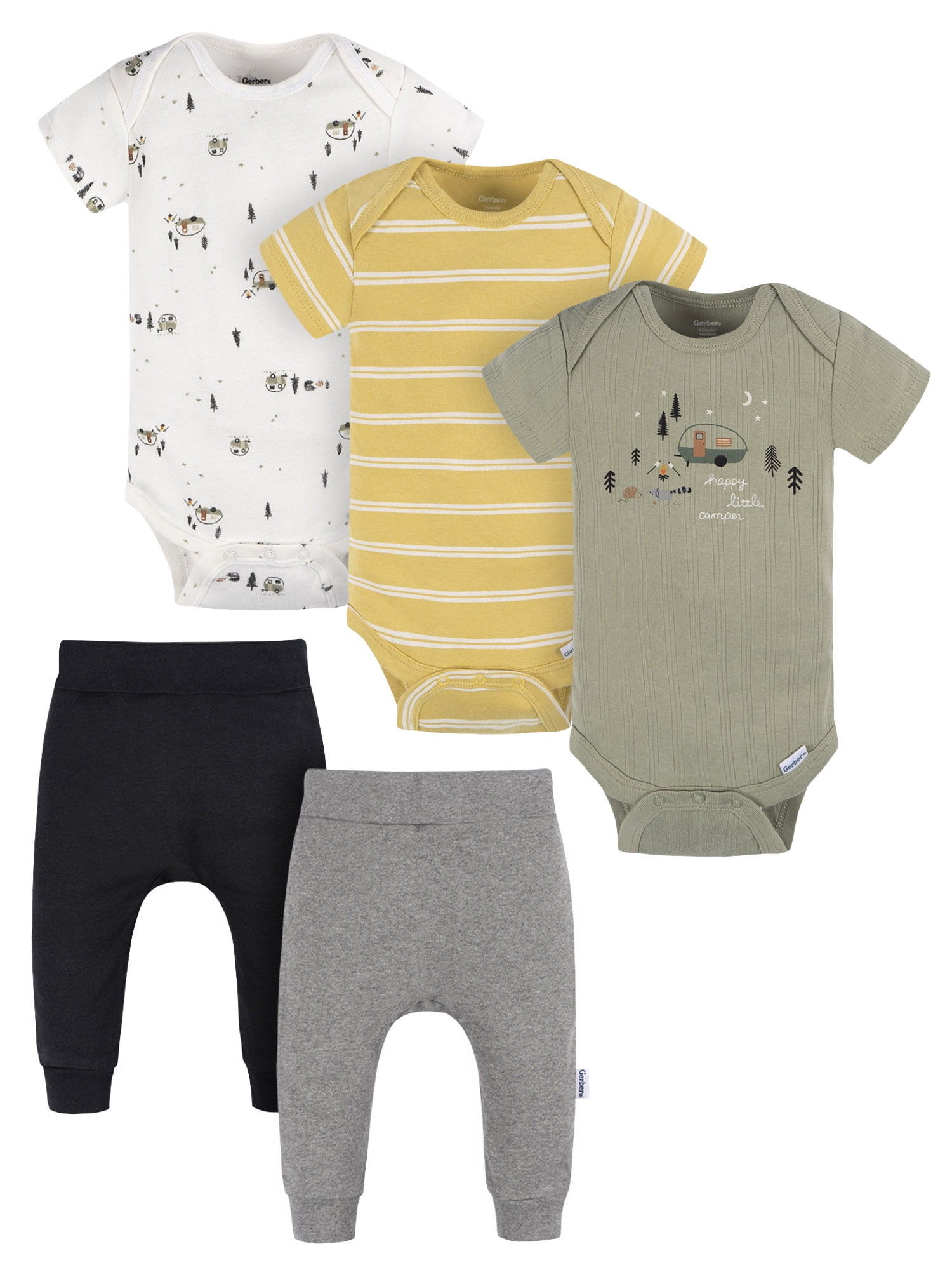 Gerber Baby Boy Bodysuits & Pants Gift Set, 5-Piece, Sizes Newborn - 12 Months