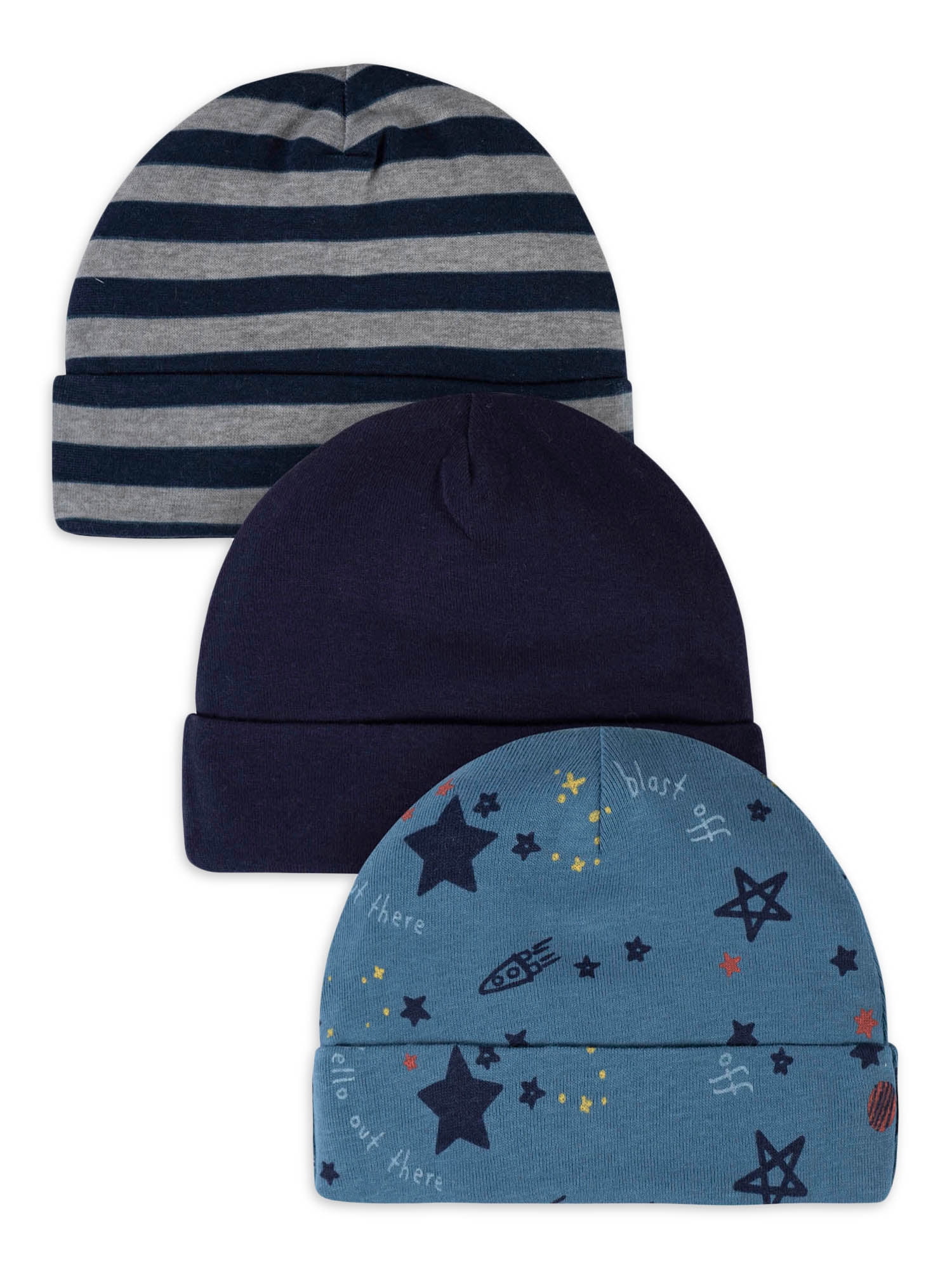 Gerber Baby Boy Caps, 3Pack (Newborn 0/6M)