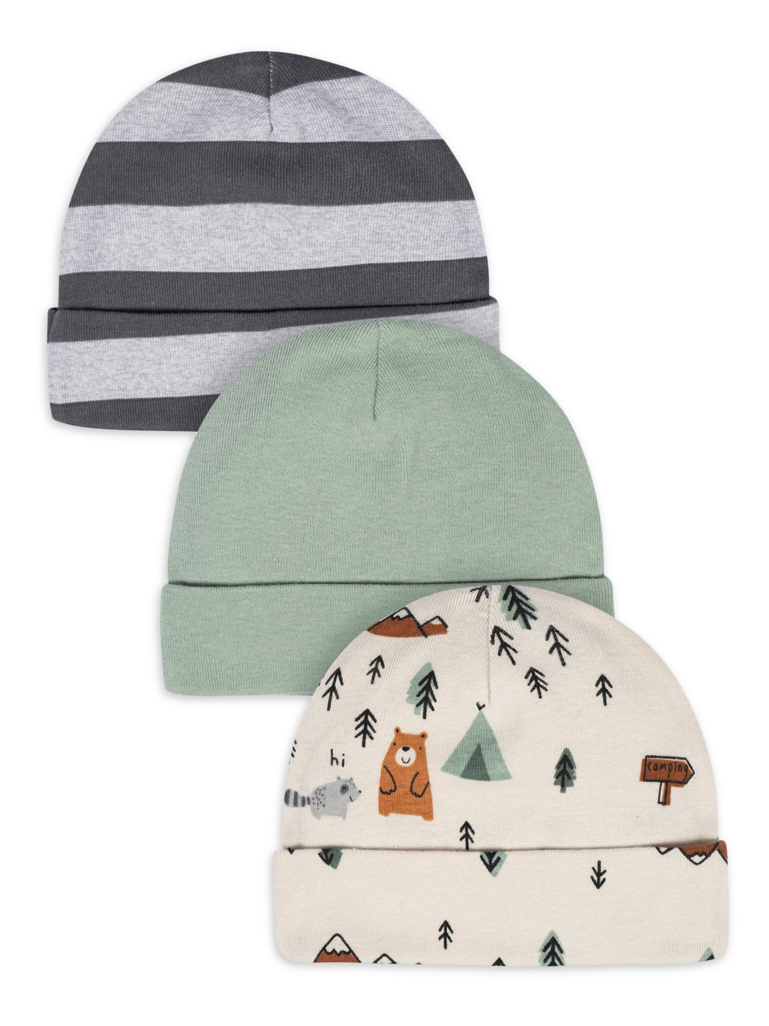 Gerber Newborn Baby Boy Assorted Caps, 3Pack