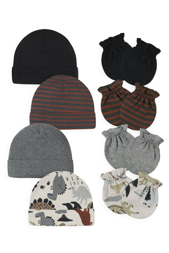 Baby Boys Caps & Mittens Set, 8-Piece