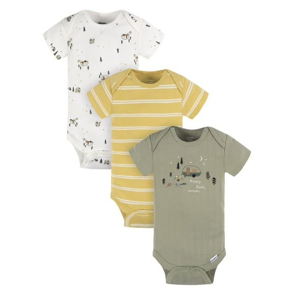 Gerber Baby Boy Casual Short Sleeve Bodysuits, 3-Pack, Sizes Preemie - 12 Months