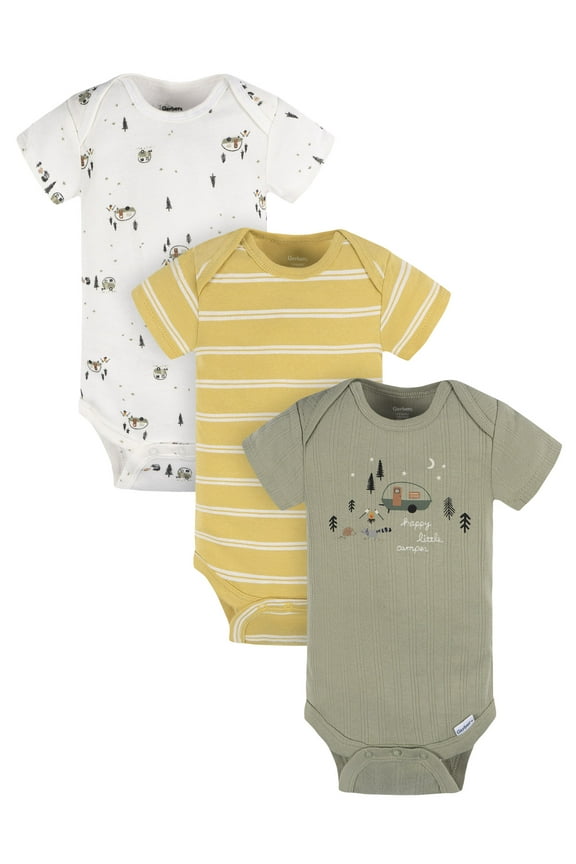 Baby Boy Casual Short Sleeve Bodysuits, 3-Pack, Sizes Preemie - 12 Months