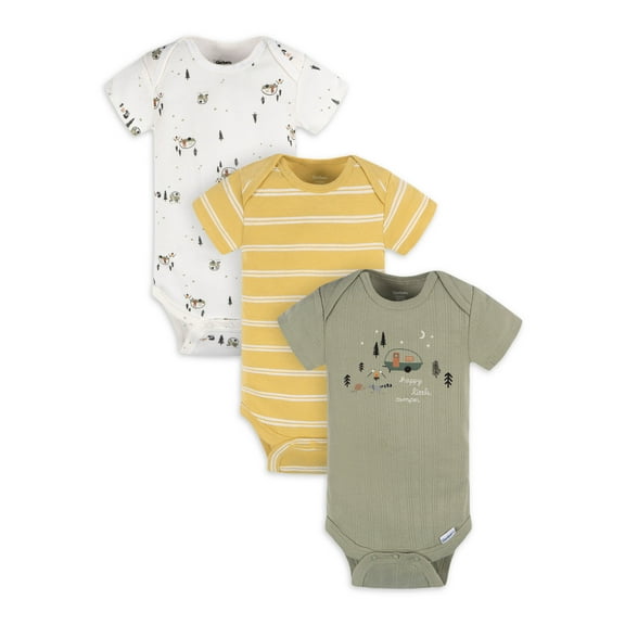 Gerber Baby Boy Casual Short Sleeve Bodysuits, 3-Pack, Sizes Preemie - 12 Months