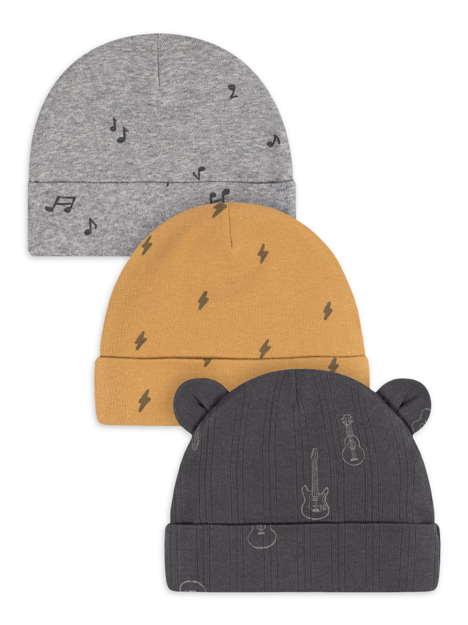 Gerber Baby Boy Cotton Caps, 3Pack, Sizes Newborn 0/6 Months