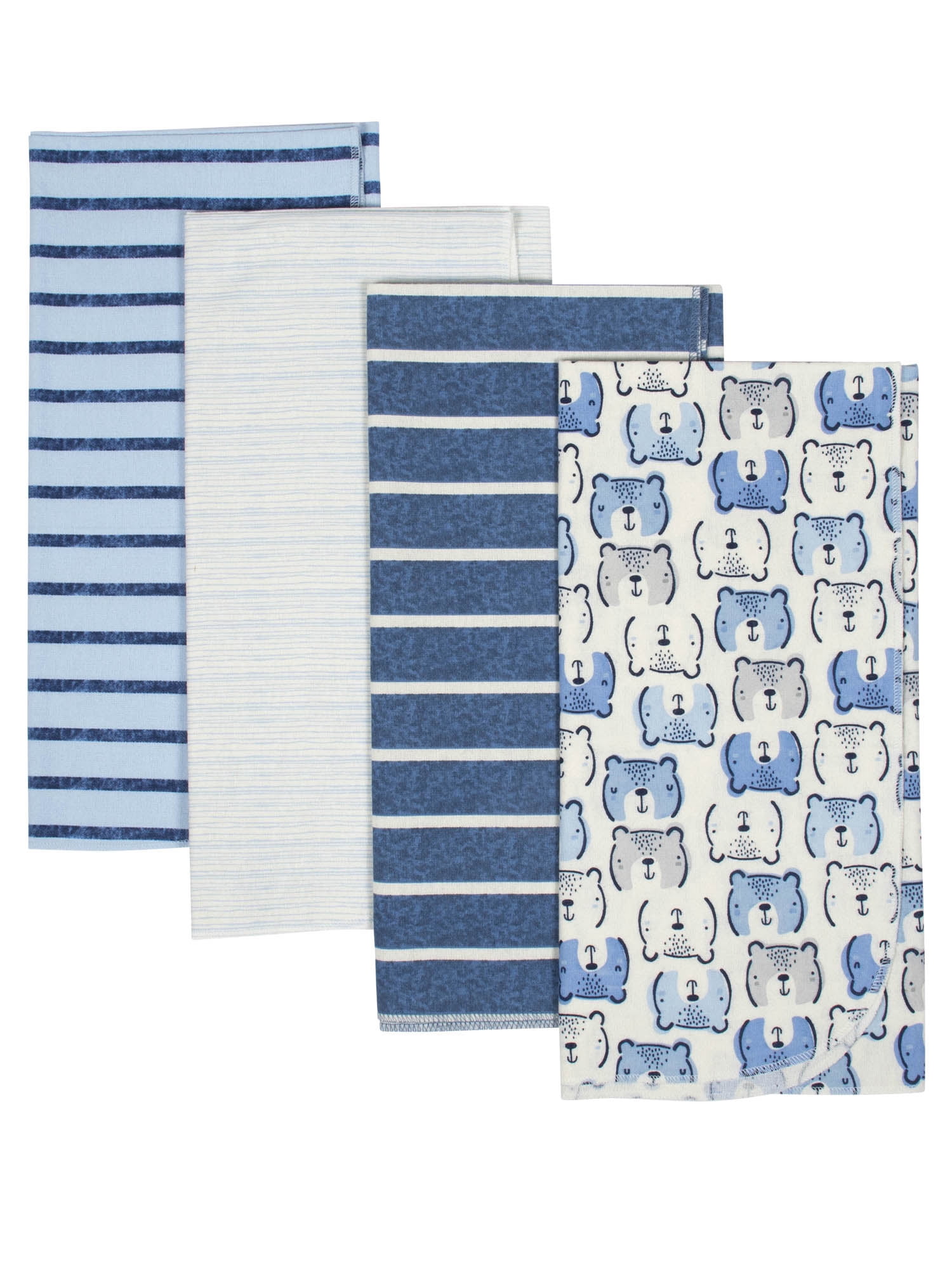 Gerber Baby Boy Flannel Blankets, 4Pack, One Size