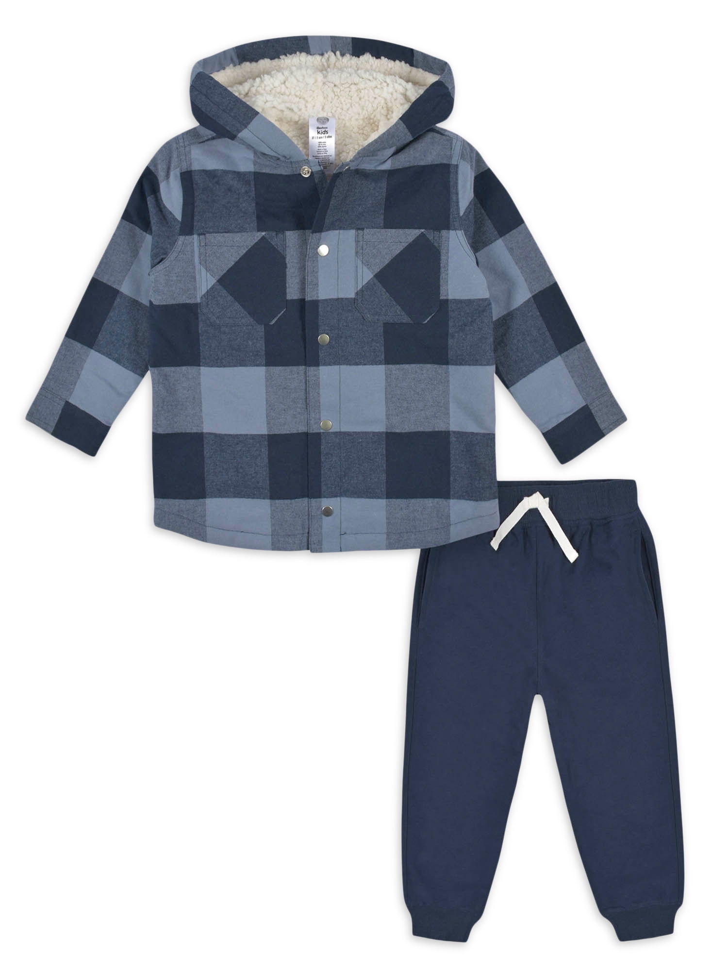 Gerber Baby Boy Flannel Jacket and Jogger Outfit Set, 2Pack, Sizes 12