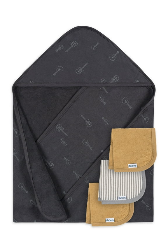 Baby Boy Hooded Towel and Washcloths Set, 4-Piece, One Size