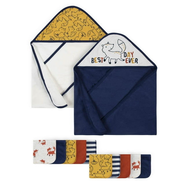 Gerber Baby Boy Hooded Towels & Washcloths Set, 12Piece