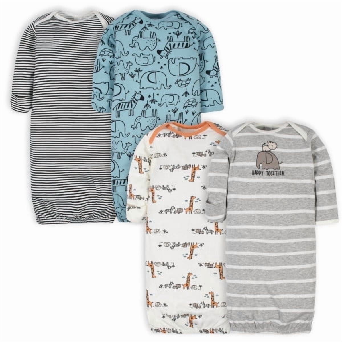 Gerber Baby Neutral Lap Shoulder Gowns, 4-Pack, Preemie-0/6 Months
