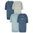 thumbnail image 1 of Gerber Baby Boy Long Sleeve Gowns with Mitten Cuffs, 4-Pack, 1 of 6