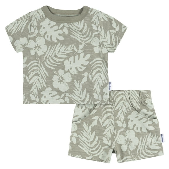 Gerber Baby Boy Matching Top and Short Set, 2-Piece, Sizes 0/3 Months - 24 Months