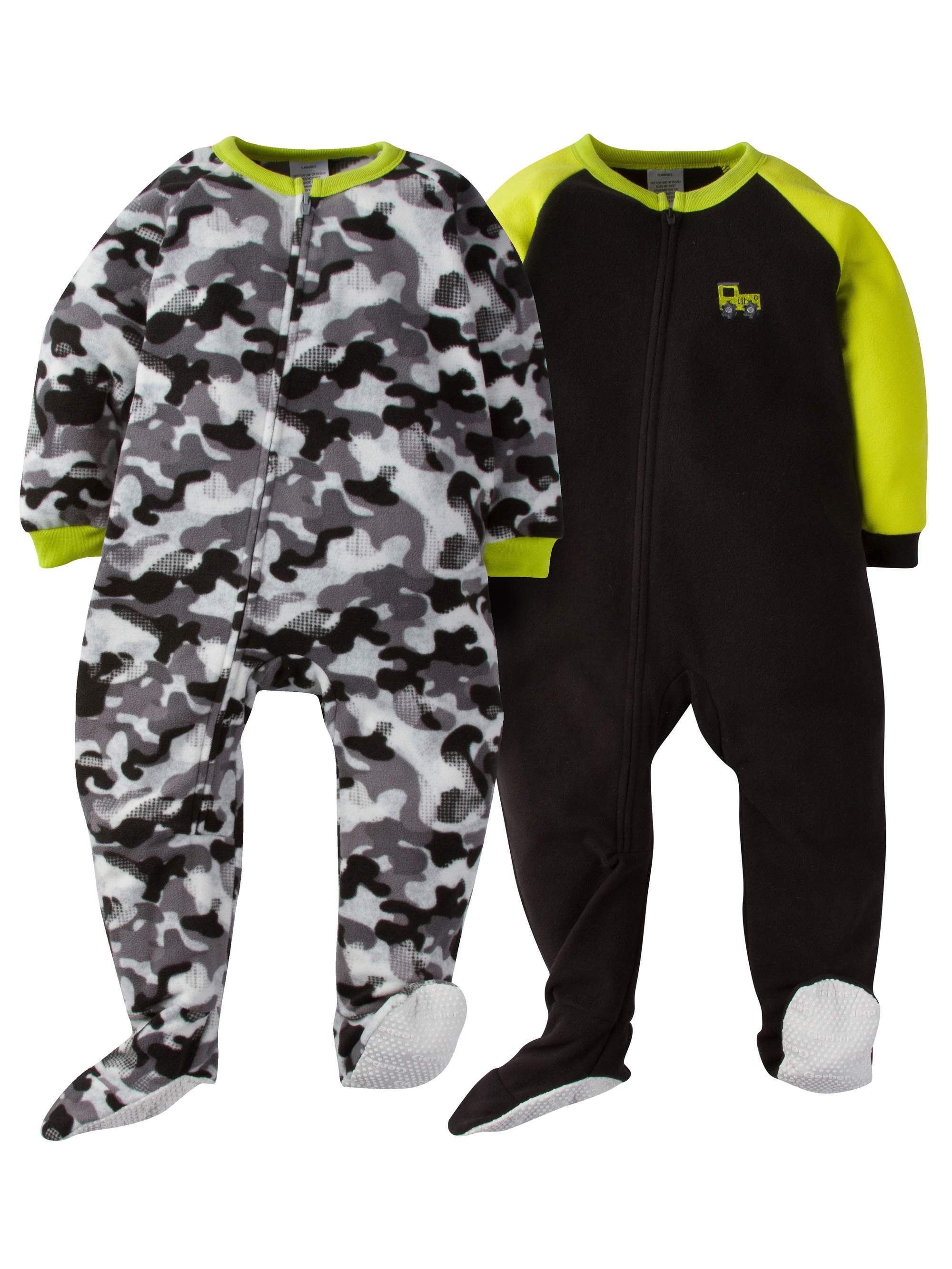 Gerber Baby Boy Microfleece Blanket Sleepers Pajamas, 2Pack