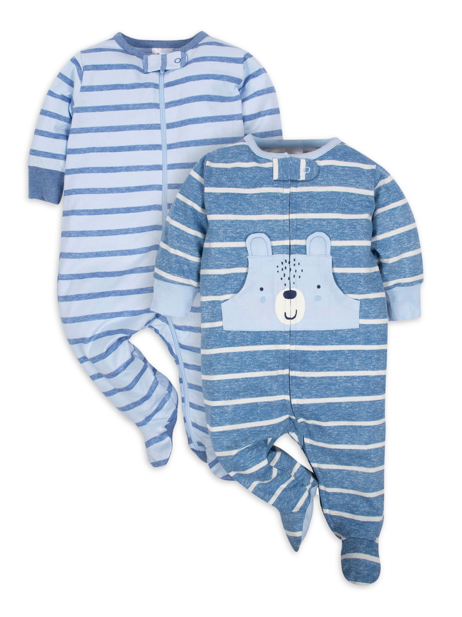 Gerber Baby Boy Organic Cotton Zip Front Sleep N Play Pajamas, 2-Pack ...