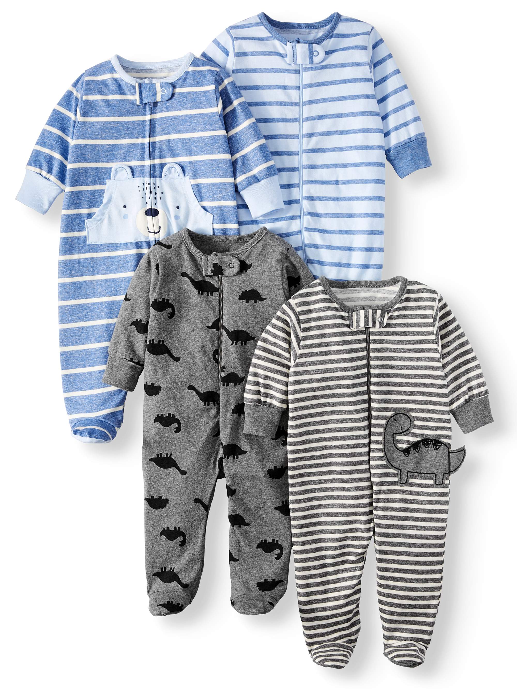 Gerber Baby Boy Organic Pajamas Sleep 'N Play Sleepers, 4-Pack - image 1 of 7
