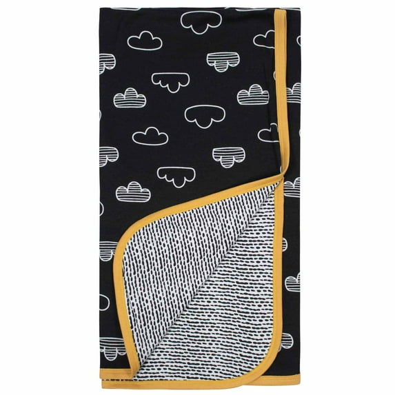 Gerber Baby Boy Reversible Blanket, Black, White, Yellow Nature