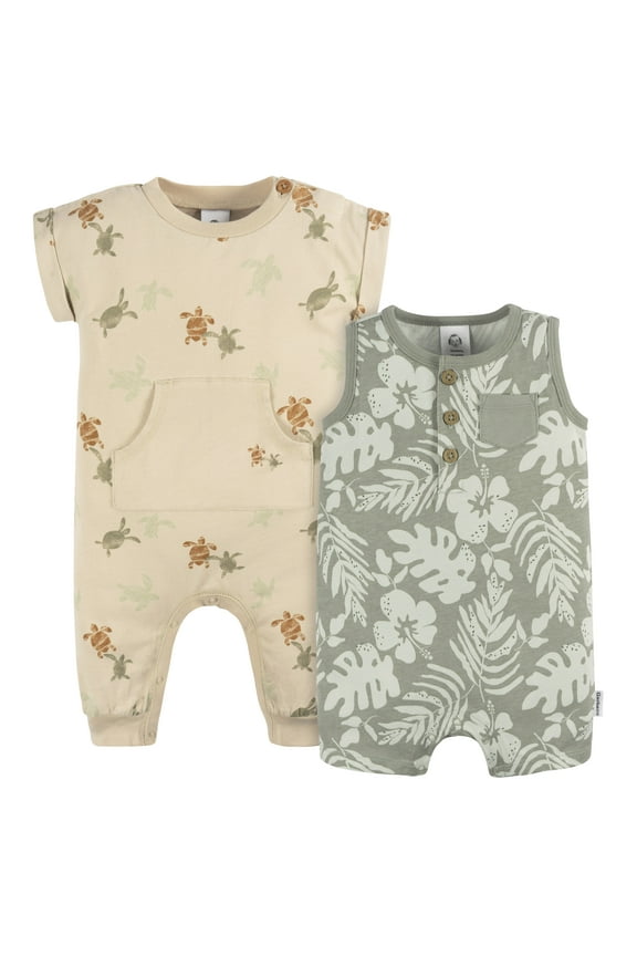 Baby Boy Rompers, 2-Pack, Sizes 0/3 Months - 24 Months