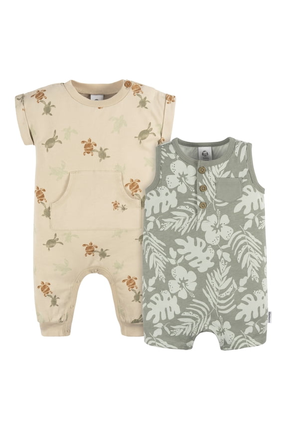 Baby Boy Rompers, 2-Pack, Sizes 0/3 Months - 24 Months