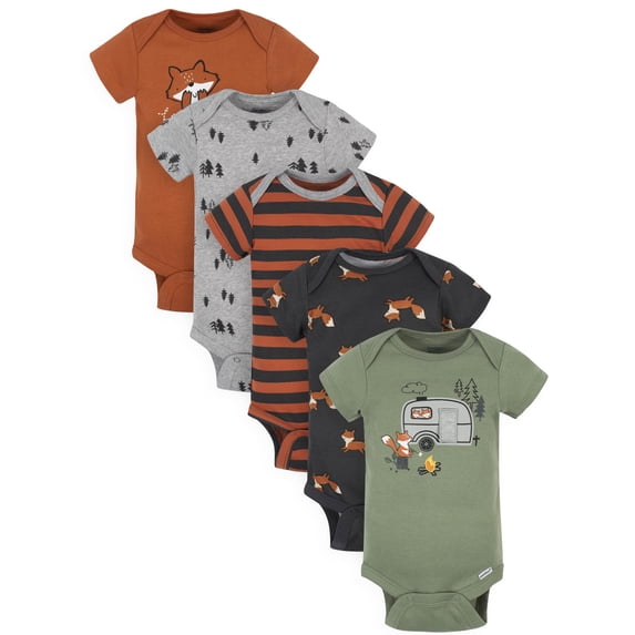 Gerber Baby Boy Short Sleeve Bodysuits, 5-Pack (Newborn-24 Months)