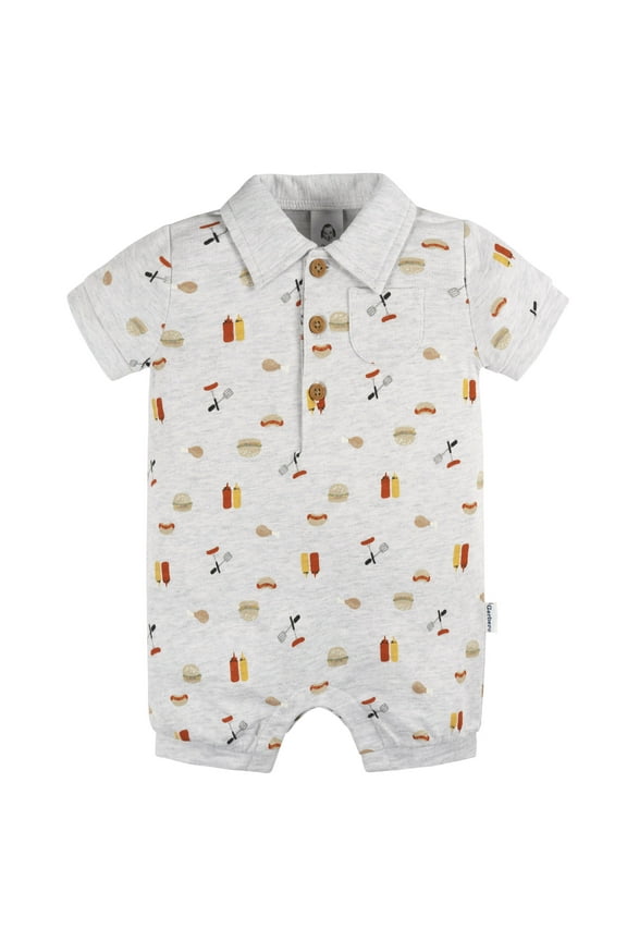 Baby Boy Short Sleeve Collared Romper, Sizes Newborn - 24 Months