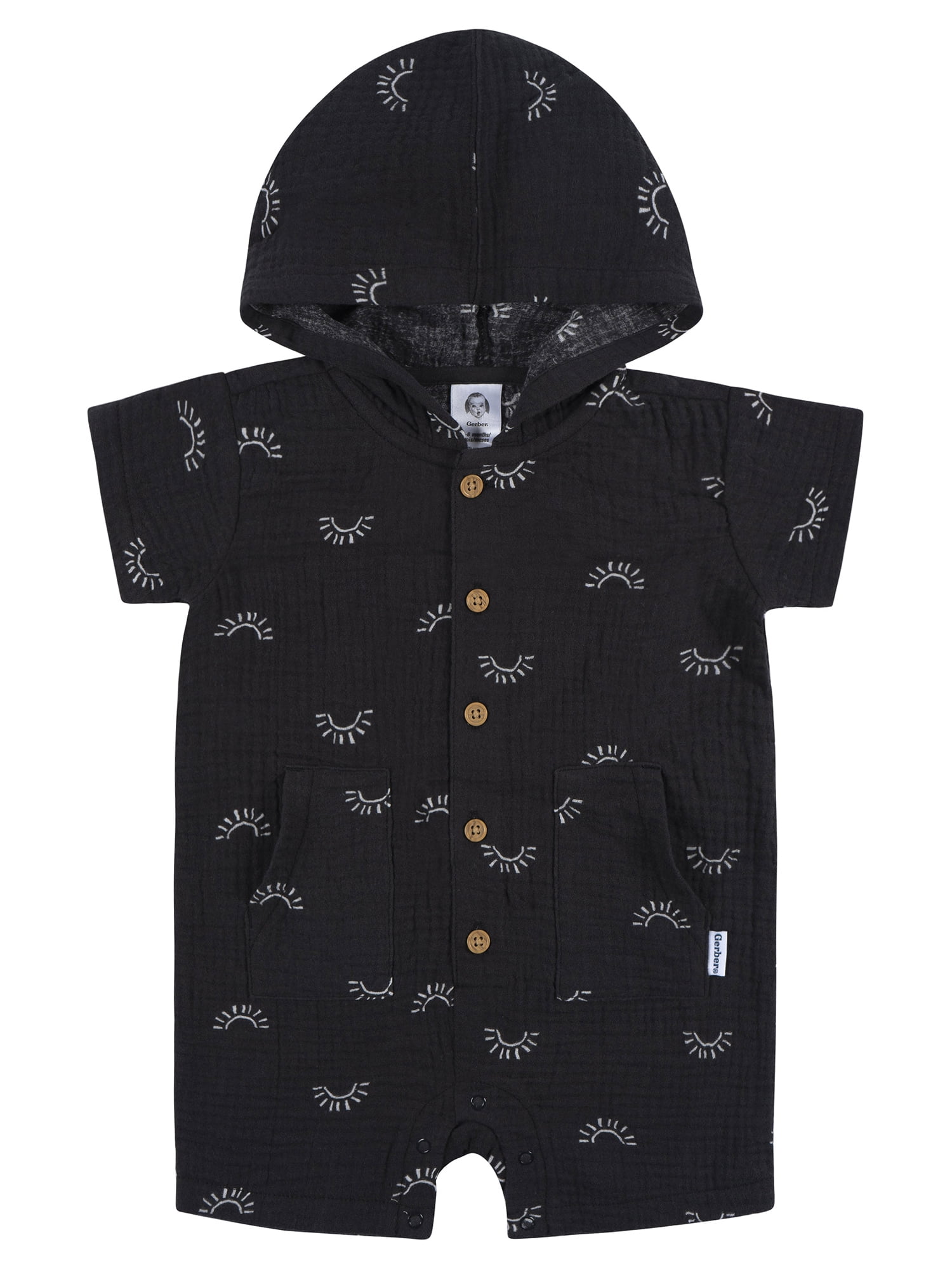 Gerber Baby Boy Short Sleeve Hooded Romper, Sizes Newborn - 24 Months