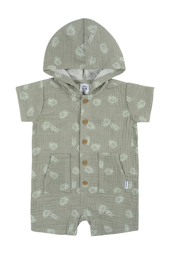 Baby Boy Short Sleeve Hooded Romper, Sizes Newborn - 24 Months