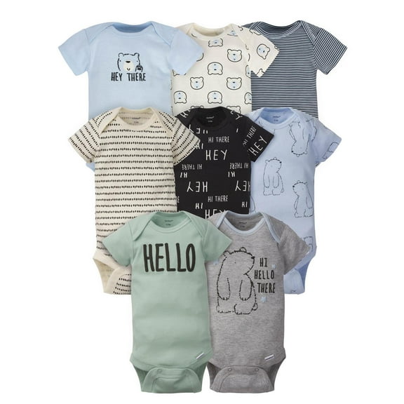 Gerber Baby Boy Short Sleeve Multipack Bodysuit Onesies, 8-Pack, (Preemie-9 Months)