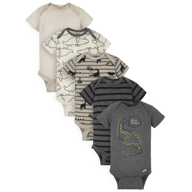 Gerber Baby Boy Short Sleeve Onesie Bodysuits, 5Pack, Preemie24