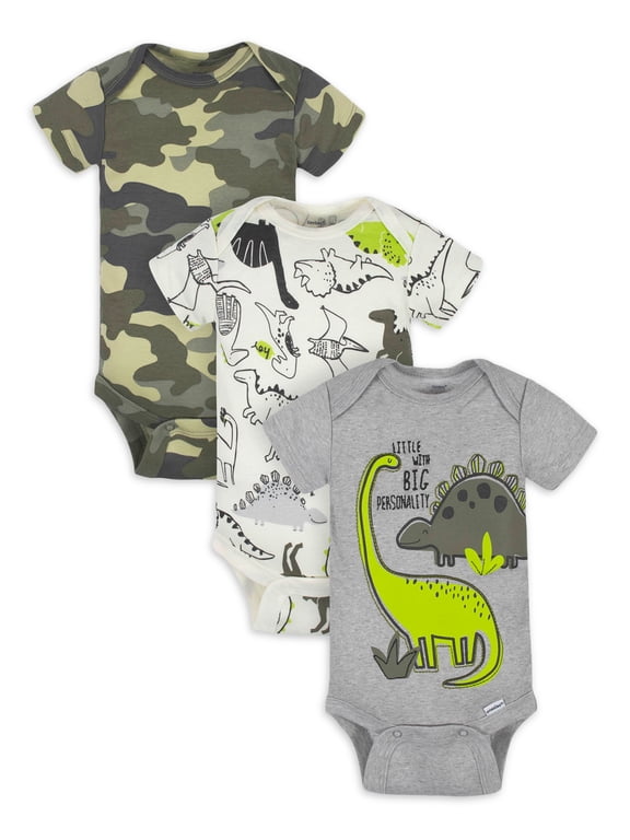 Baby Boy Short Sleeve Onesies Bodysuits, 3-Pack (Preemie - 12M)