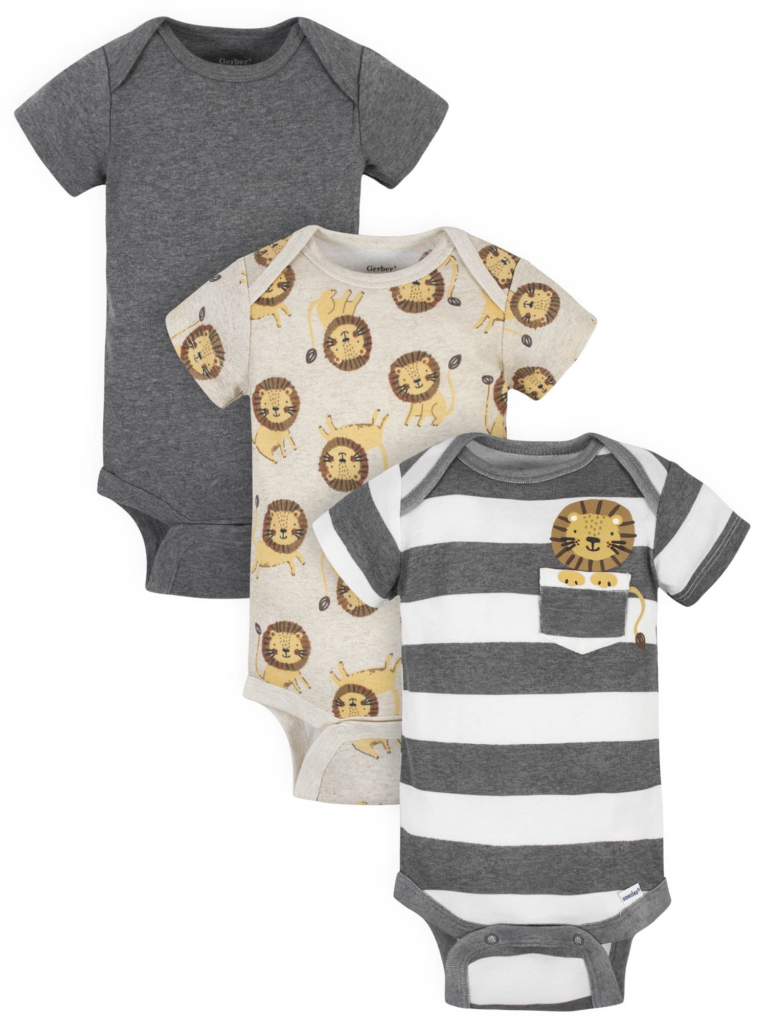 Gerber Baby Boy Short Sleeve Onesies Bodysuits, 3-Pack (Preemie - 12M)