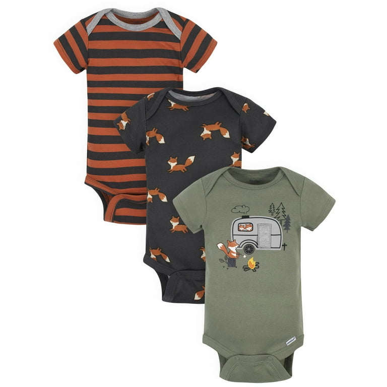 Gerber Baby Boy Short Sleeve Onesies Bodysuits 3 Pack Preemie