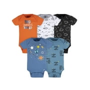 Gerber Baby Boy Short Sleeve Onesies Bodysuits, 5-Pack (Newborn - 12 Months)